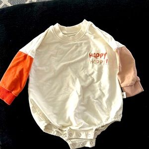 18mth, “Happy Happy” multi colored long sleeve onesie.